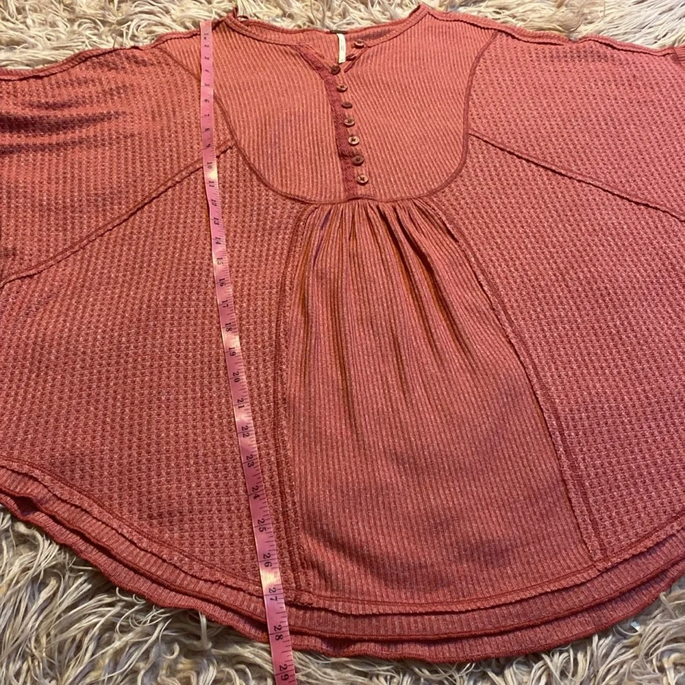 Free People Leo Oversized Henley Waffle Tunic